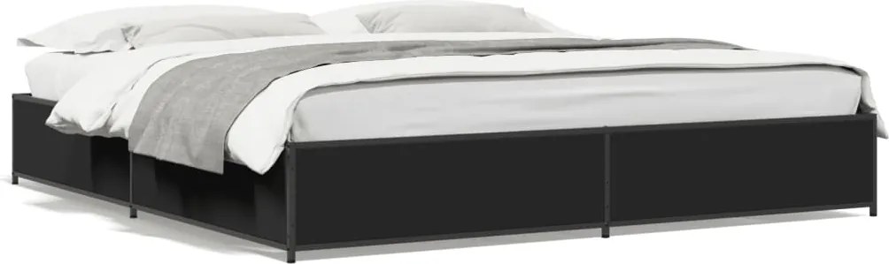 vidaXL Cadru de pat, negru, 160x200 cm, lemn prelucrat și metal
