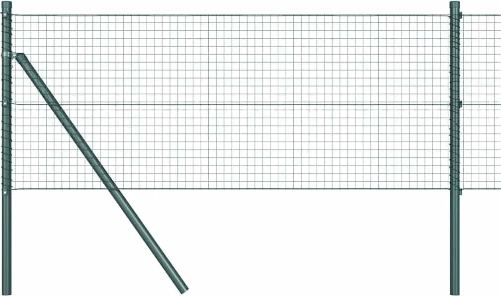 vidaXL Stâlp de gard. Verde 10 x 0,5 m (plasă de 25 x 25 mm) Oțel