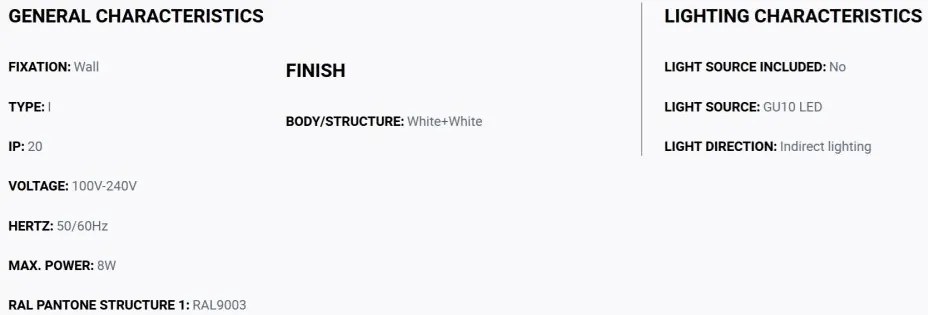 Aplica perete aluminiu striat alb, 1xGU10, SOLE round