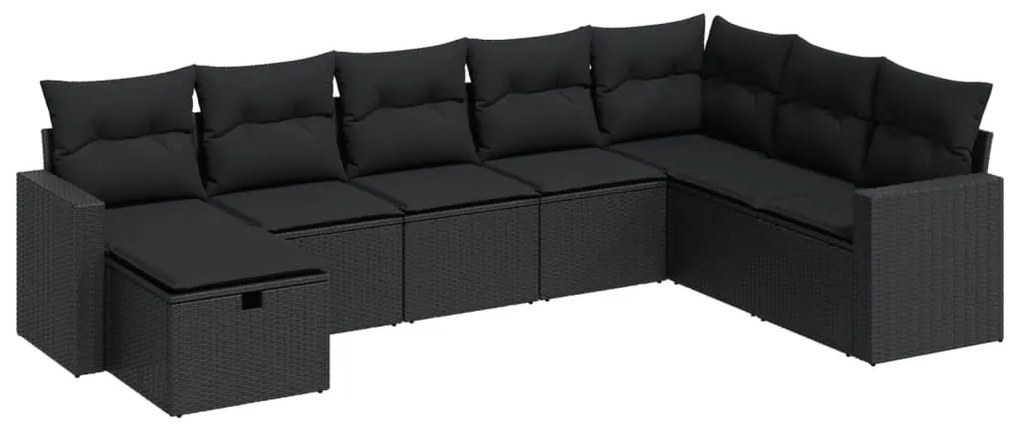 3325431 vidaXL Set mobilier de grădină cu perne, 8 piese, negru, poliratan