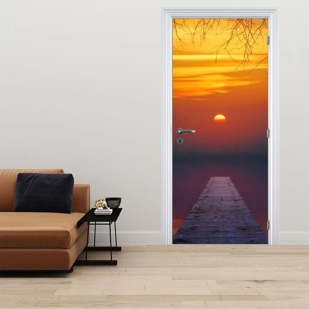 Fototapet pentru usă - Pod la apus de soare (95x205cm)