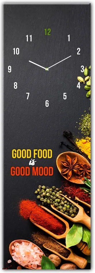 Ceas de perete din sticlă Styler Good Food, 20 x 60 cm