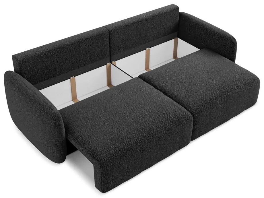 Canapea neagră extensibilă/cu spațiu de depozitare 238 cm Kalena – Makamii