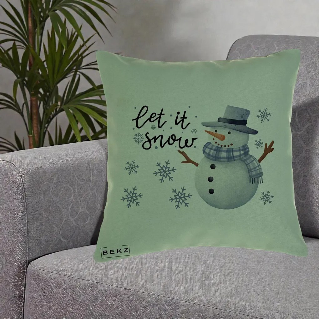 Perna Decorativa Let It Snow Om de Zapada, 40x40 cm, Verde, Husa Detasabila, Perna Inclusa, BEKZ®