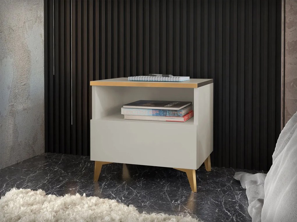 Noptieră Opuncia 1SZ (bej lucios + auriu). Promo -16%. 1122779