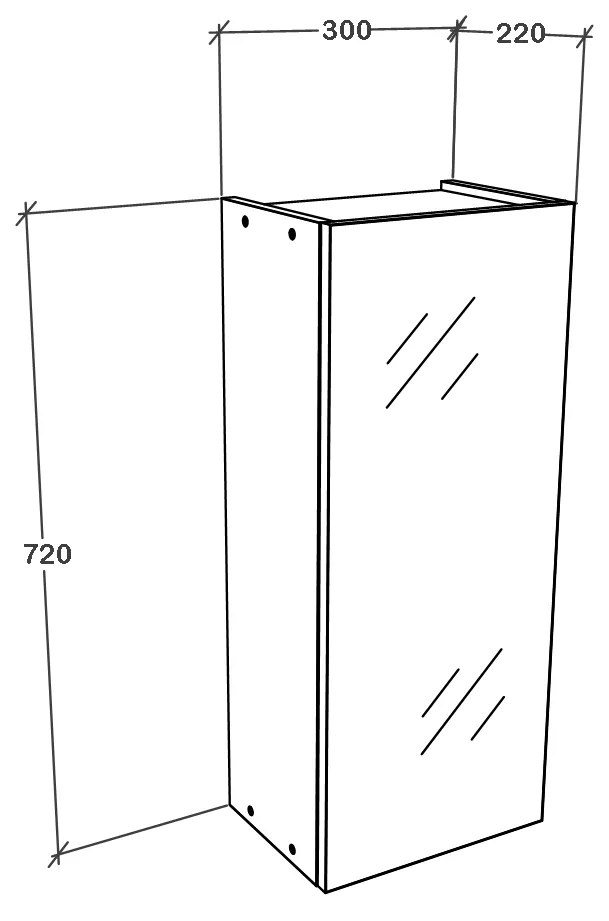 Corp Baie haaus Zed, Suspendat, 1 Usa, cu oglinda, Alb, 30 x 22 x 72 cm