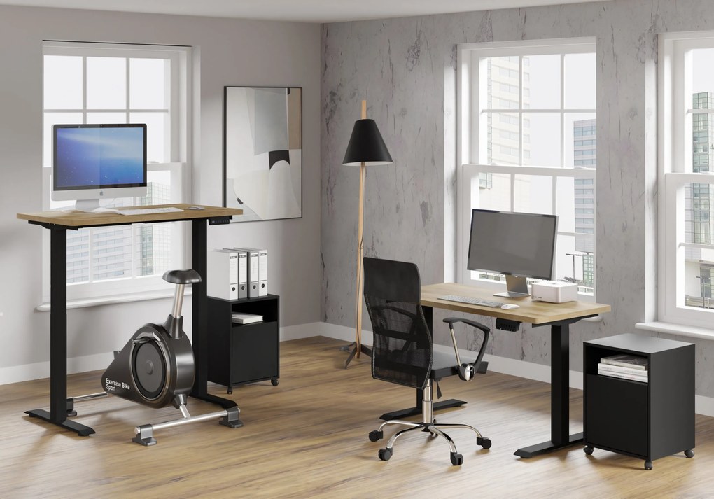 Masă PC electrică Natura 120 (Stejar + Negru). Promo -7%. 1124883