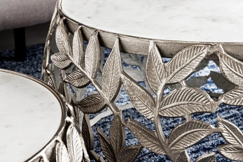 Set de 2 masute design unicat realizate manual Abstract Leaf argintiu