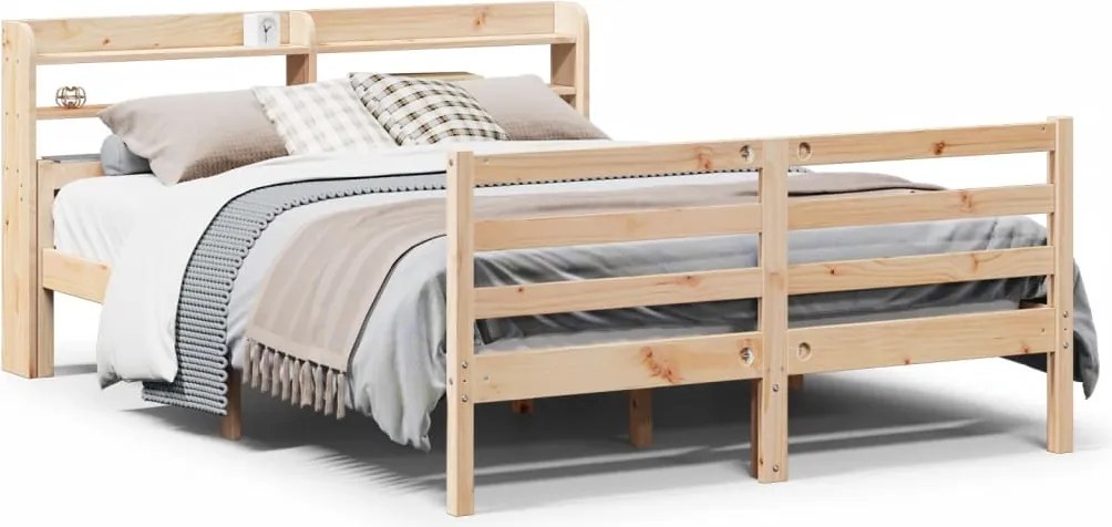vidaXL Cadru de pat cu tăblie, 140x200 cm, lemn masiv de pin