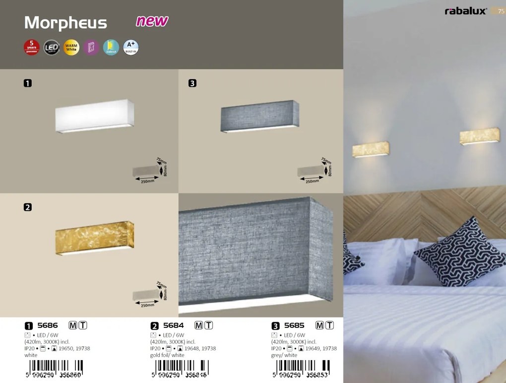 Aplica perete LED design modern Morpheus gri 5685 RX