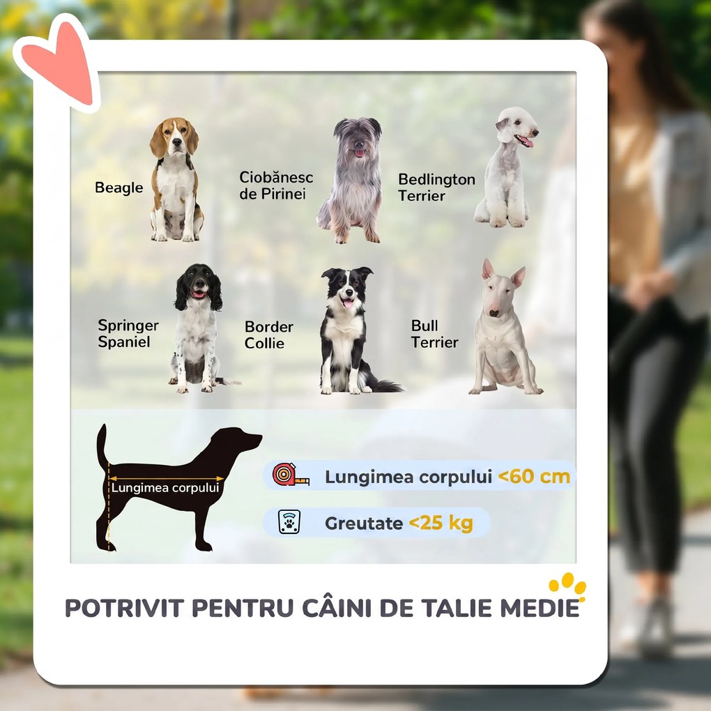 PawHut Cărucior Pliabil pentru Câini de Talie Mare cu Roți Detașabile, Pernă și Lese de Siguranță, 124x67x100 cm, Negru | Aosom Romania