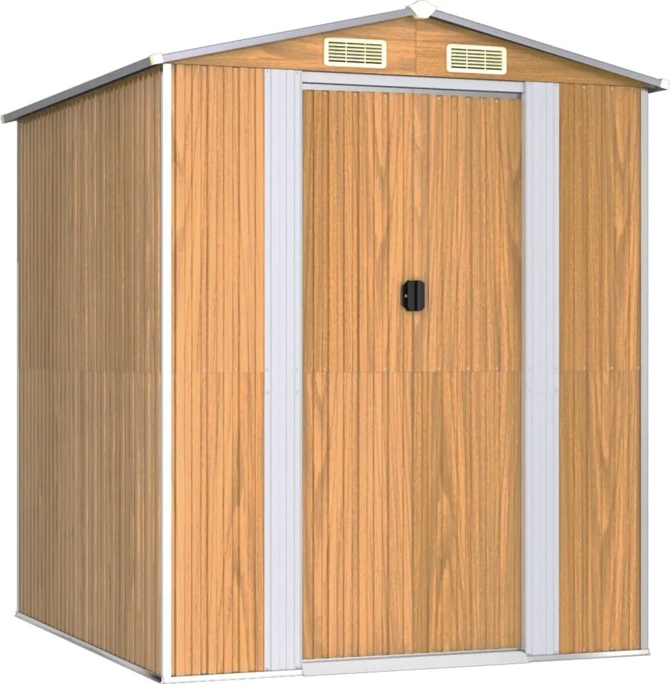 vidaXL Șopron de grădină, maro deschis, 192x191x223 cm, oțel zincat