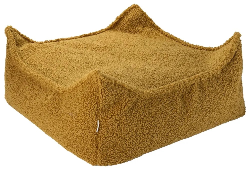 Fotoliu puf pentru copii maro cu tapițerie din țesătură bouclé Square – Wigiwama