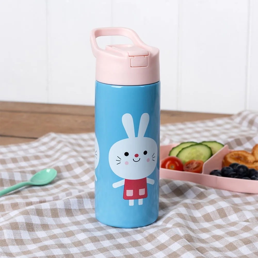 Sticlă pentru copii albastru-deschis din oțel inoxidabil 500 ml Lottie &amp; Friends – Rex London