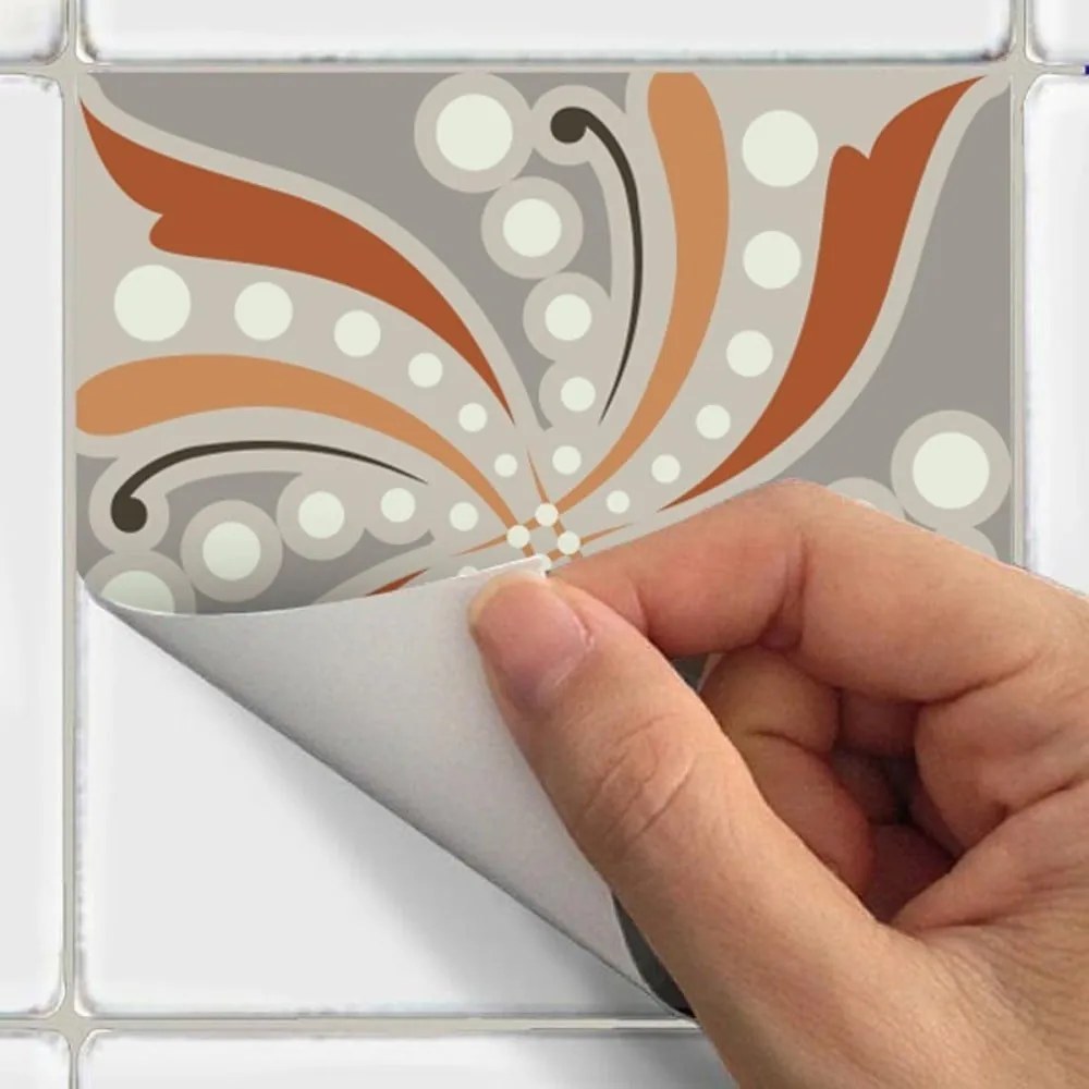 Set 30 autocolante de perete Ambiance Cement Tiles Bali, 10 x 10 cm