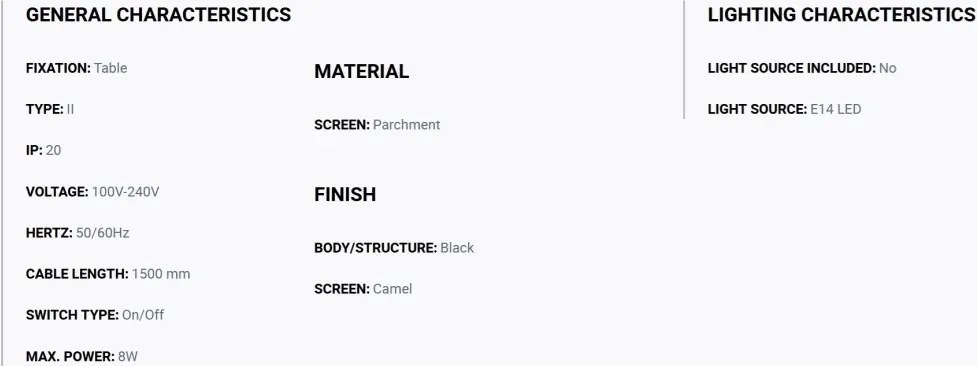 Lampa de masa decorativa LUANG XS negru/camel