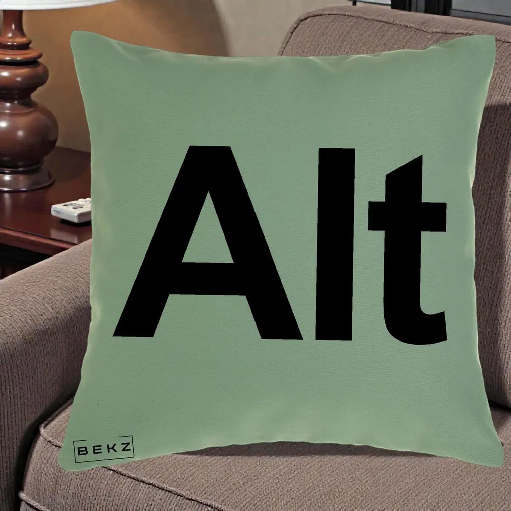 Perna Personalizata Tasta Alt Tipografie Bold, 40x40 cm, Verde, Husa Detasabila, Perna Inclusa, BEKZ®