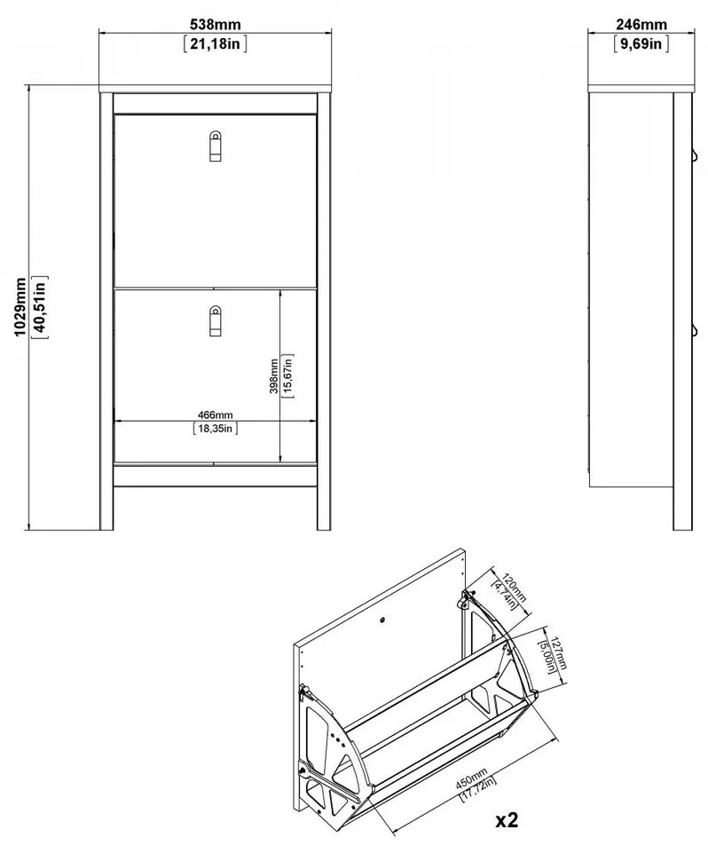 Suport pentru pantofi Real îngust, negru