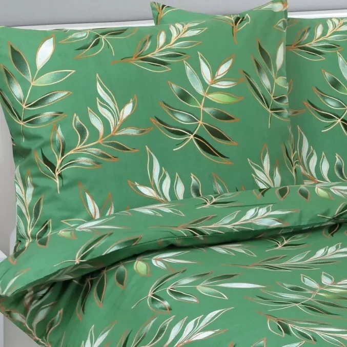 Lenjerie de pat din bumbac Bellatex Frunză verde, 140 x 200 cm, 70 x 90 cm