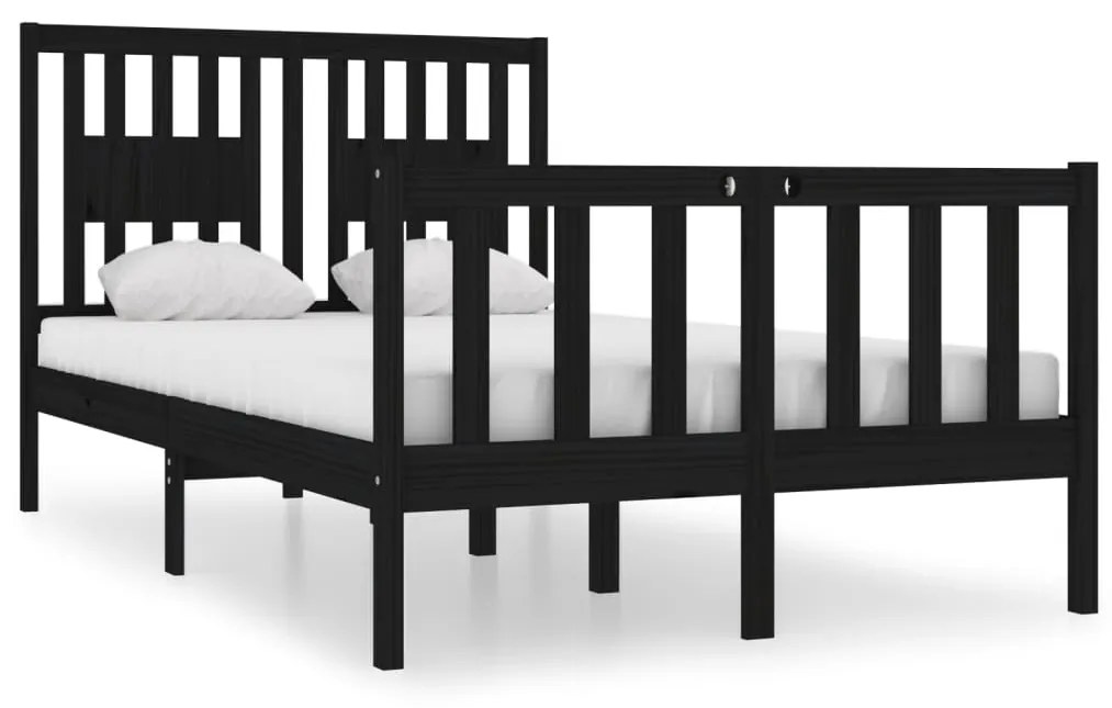 3104102 vidaXL Cadru de pat mic dublu, negru, 120x190 cm, lemn masiv