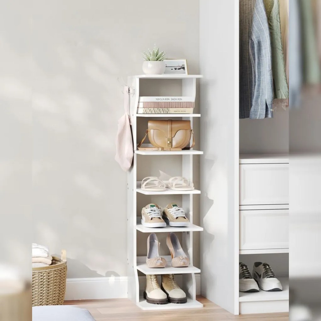 Suport pantofi CINDY, 6 niveluri, 30x26.4x110.4cm, alb Vasagle