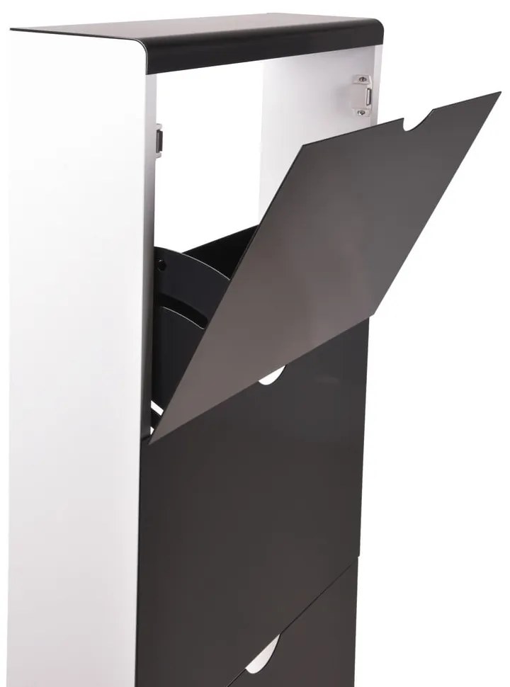 Pantofar negru cu deschidere înclinată din metal 51x138x16 cm – Household Pleasure