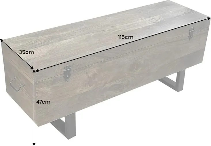 Cufar din lemn Factory Loft 115cm, maro taupe A-46414 VC