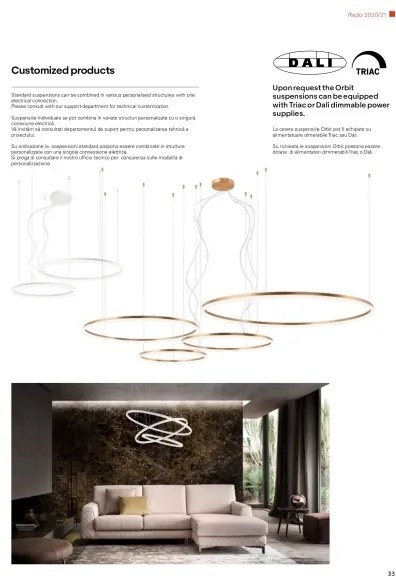 Redo 01-1721 - Lustră LED pe cablu ORBIT LED/42W + LED/66W/230V bronz