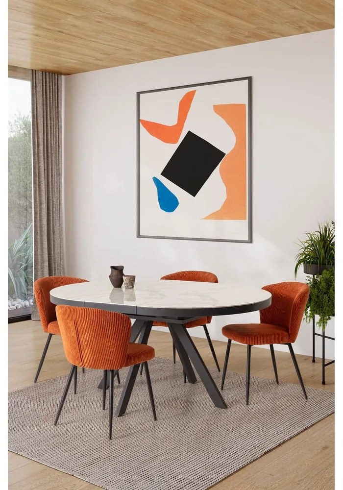 Masă de dining rotundă extensibilă cu blat ceramic cu blat suplimentar ø 120 cm Bela – Marckeric