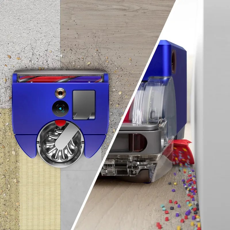 Aspirator robot Aspirator Dyson 360 Vis Nav, 65 AW, 22000 Pa, 110000 rpm, 4 moduri, Navigare vizuală 360°, Hyperdymium, Profil redus, Albastru/Nickel