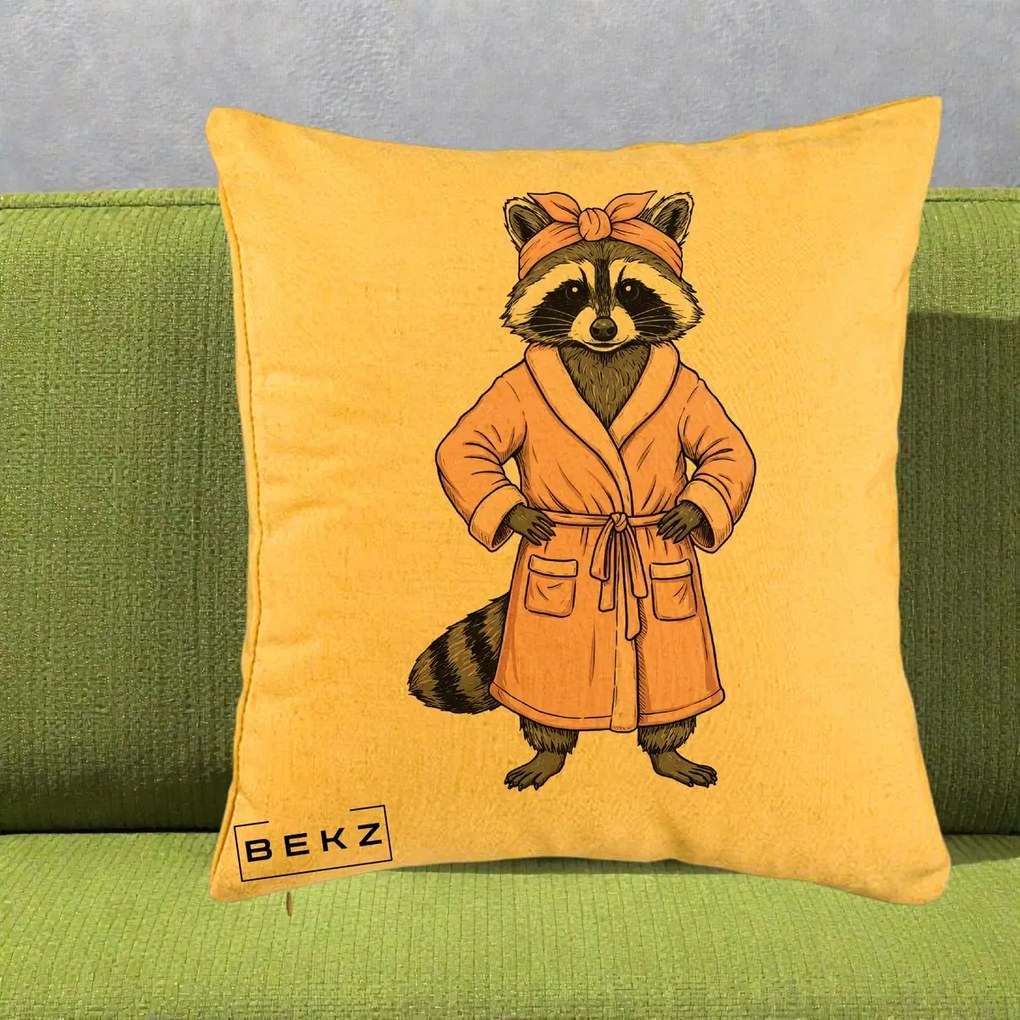 Perna Decorativa Albinuta Kawaii Vesela, 40x40 cm, Galben, Husa Detasabila, Perna Inclusa, BEKZ®