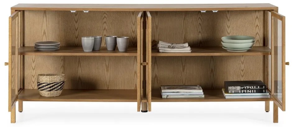 Vitrină în culoare naturală cu aspect de lemn de stejar 180x80x40 cm Ceci – MOME