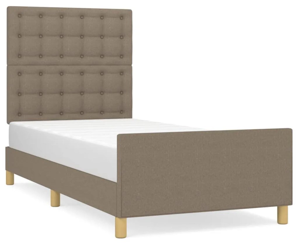 3125337 vidaXL Cadru de pat cu tăblie, gri taupe, 80x200 cm, textil