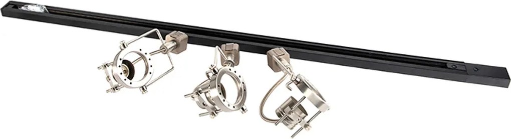 Sistem inteligent de șină monofazată neagră cu oțel, incluzând 3 WiFi GU10 - Iconic Suplux