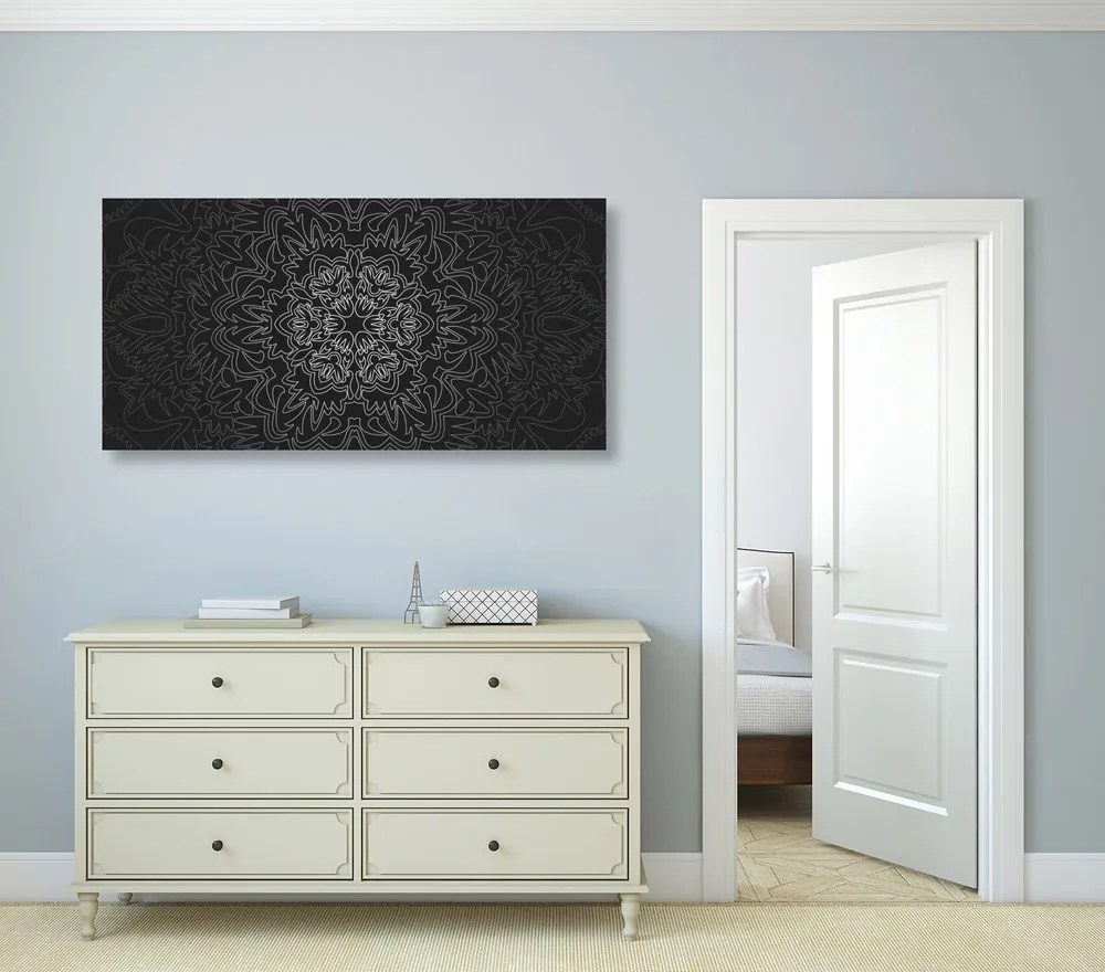 Tablou Mantala ornamentală în design alb-negru