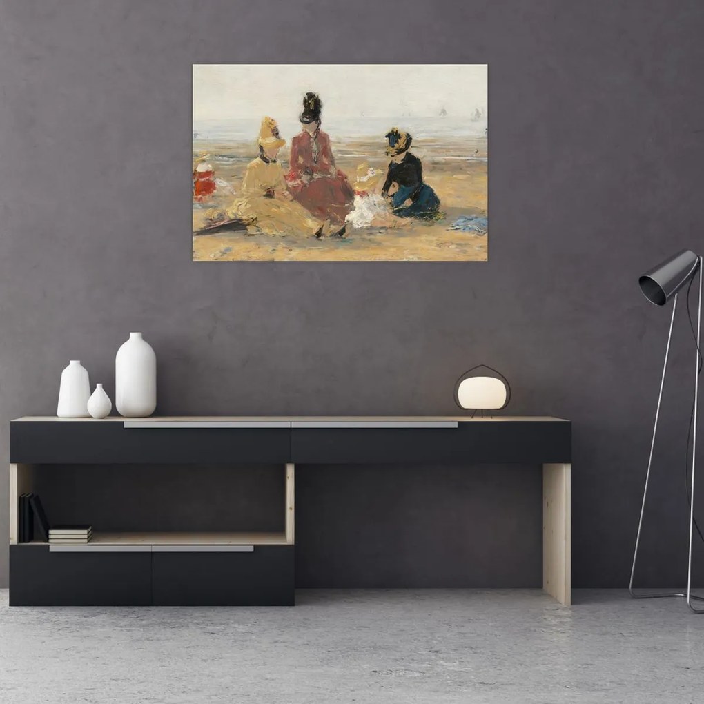 Tablou - Eugène Boudin, On the Beach, Trouville, reproducere (90x60 cm)