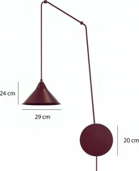 Lustră pe cablu ABRAMO 1xE27/15W/230V roșie
