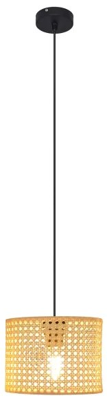 Lustră pe cablu ALBA 1xE27/15W/230V d. 20 cm ratan/negru