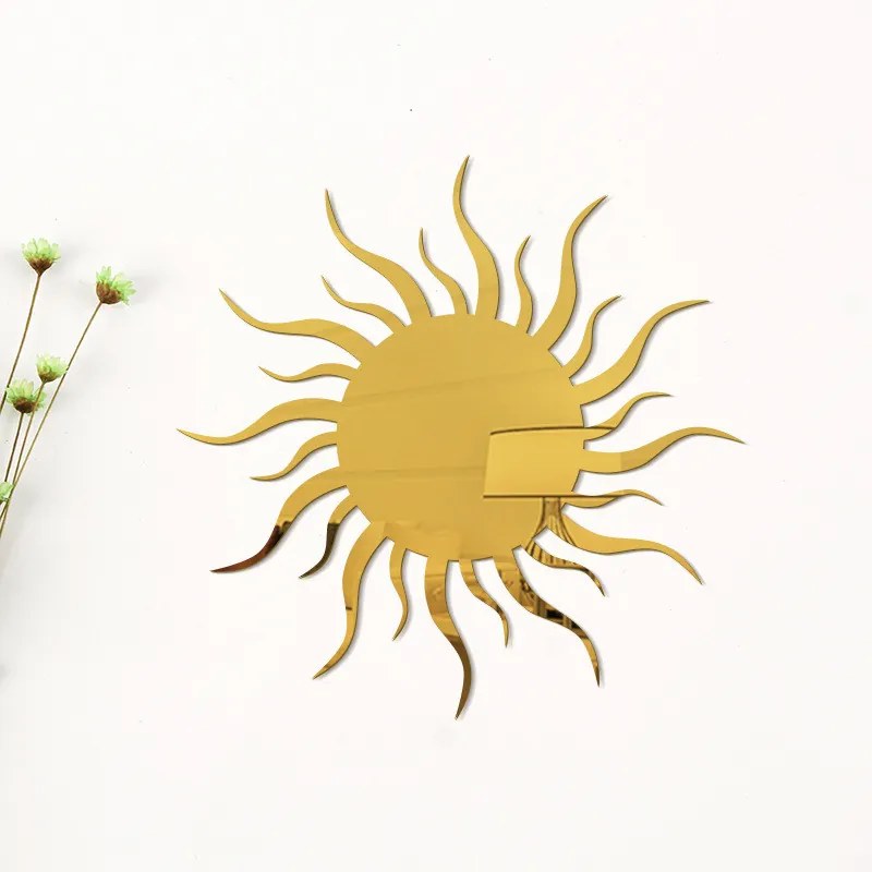 Sticker perete 3D Mirror Gold Sun