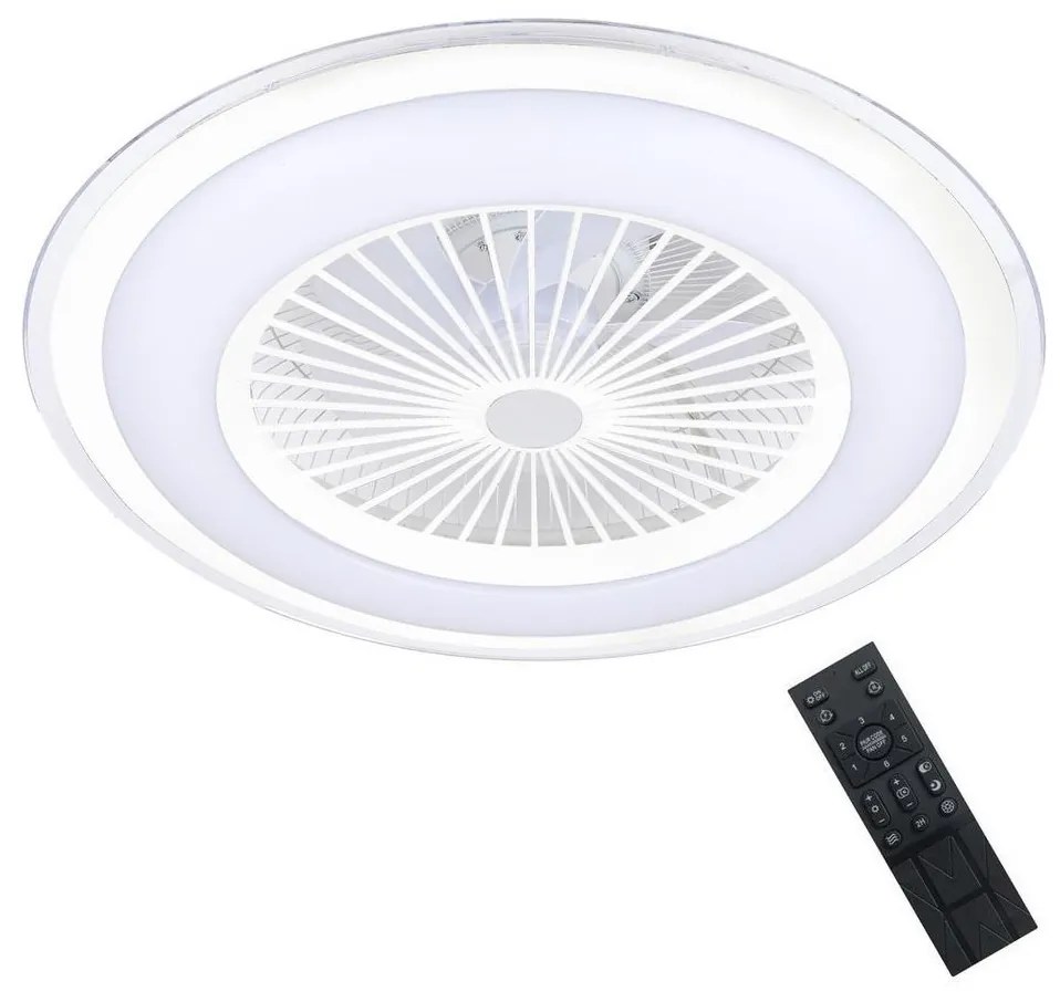 Plafonieră LED dimabilă cu ventilator ZONDA LED/48W/230V alb + telecomandă