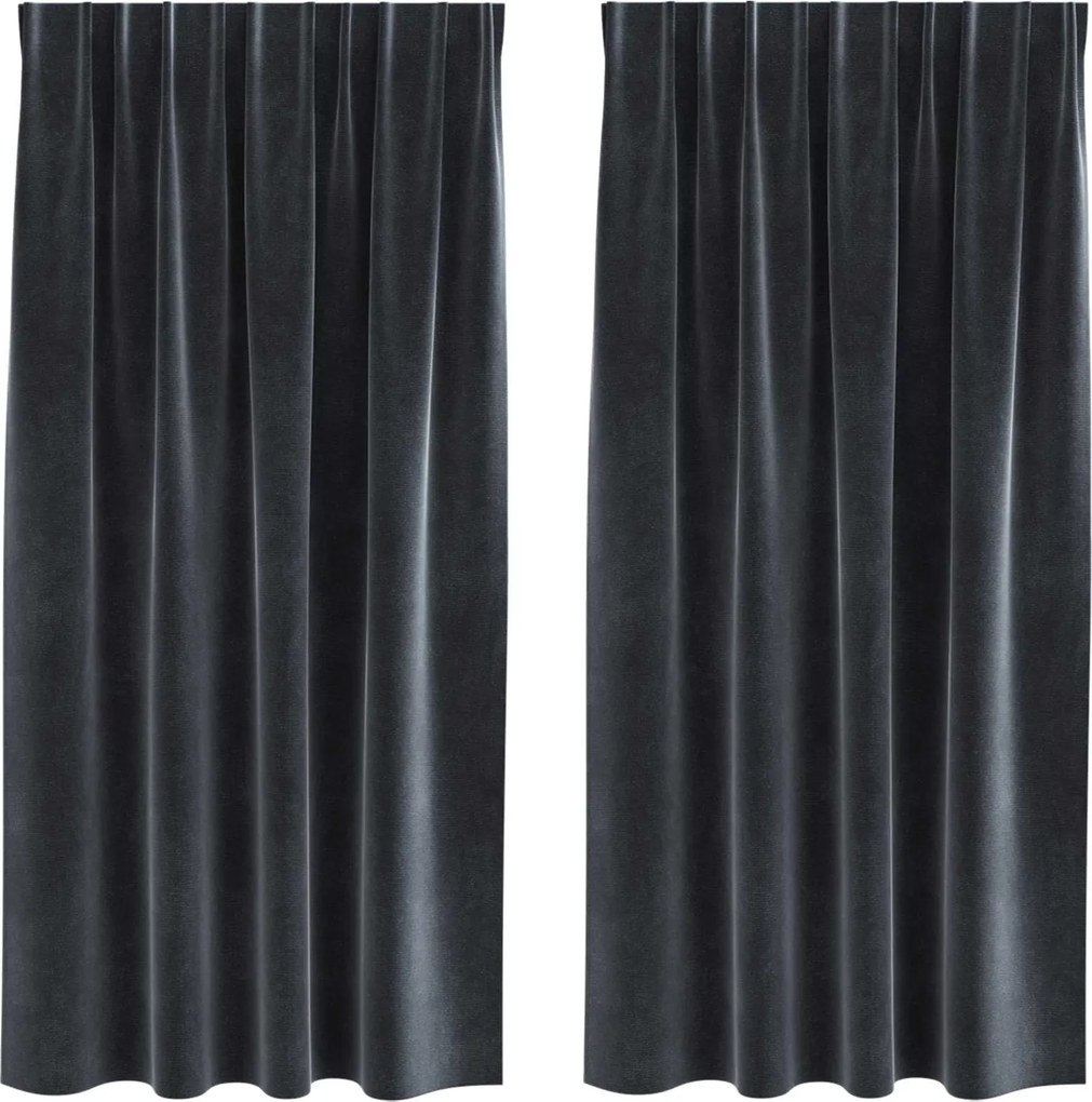 vidaXL Perdele opace 2 pcs Gri închis 140 x 175 cm Catifea