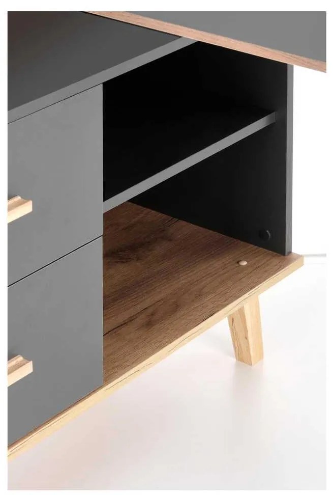 Birou Edwin de colț, antracit / stejar wotan