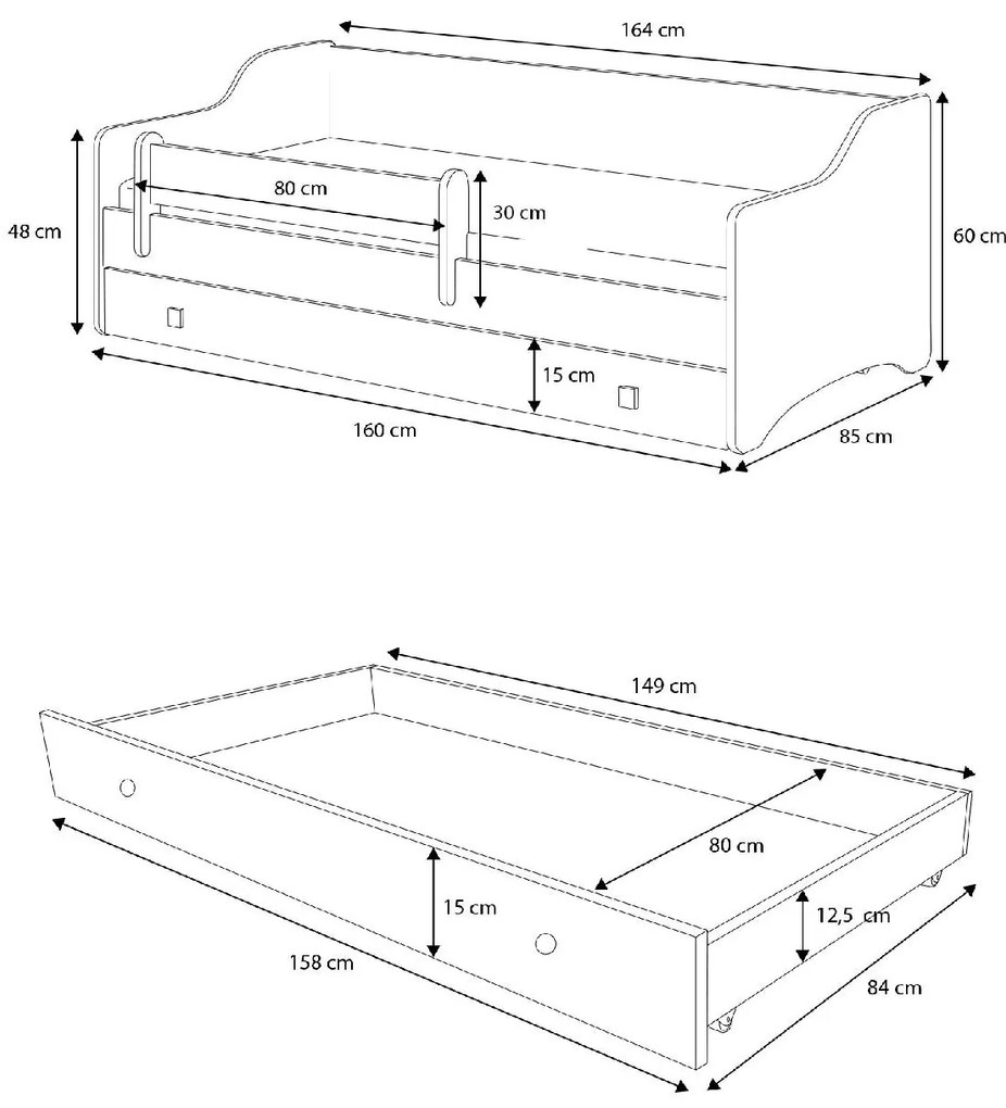 Pat pentru copii, extensibil160x80 cm. 1052310