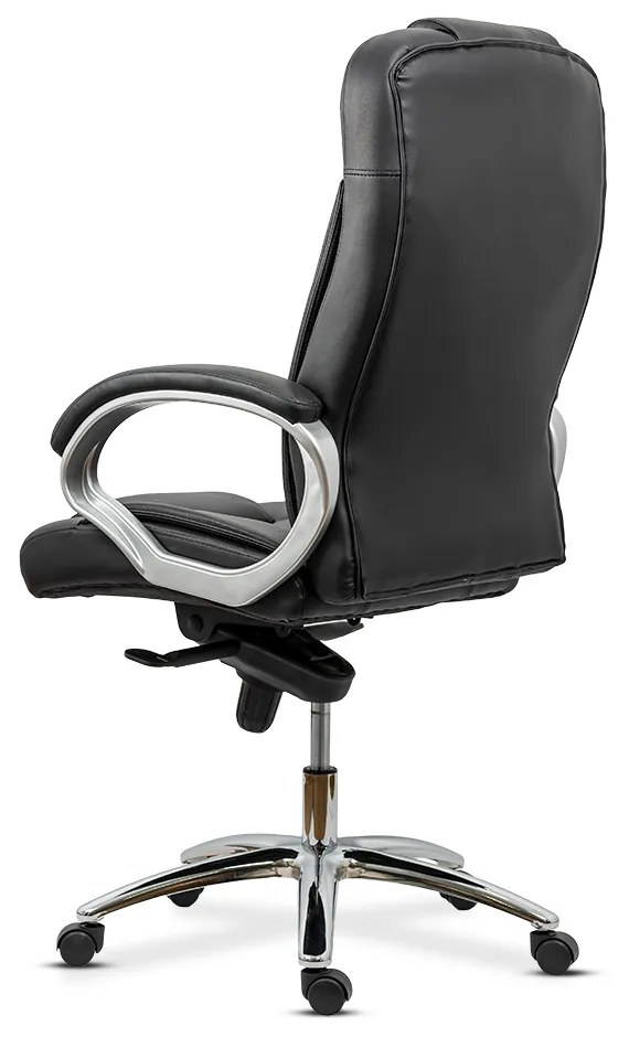 Scaun directorial din piele naturala cu bază cromată OFF 5860 negru