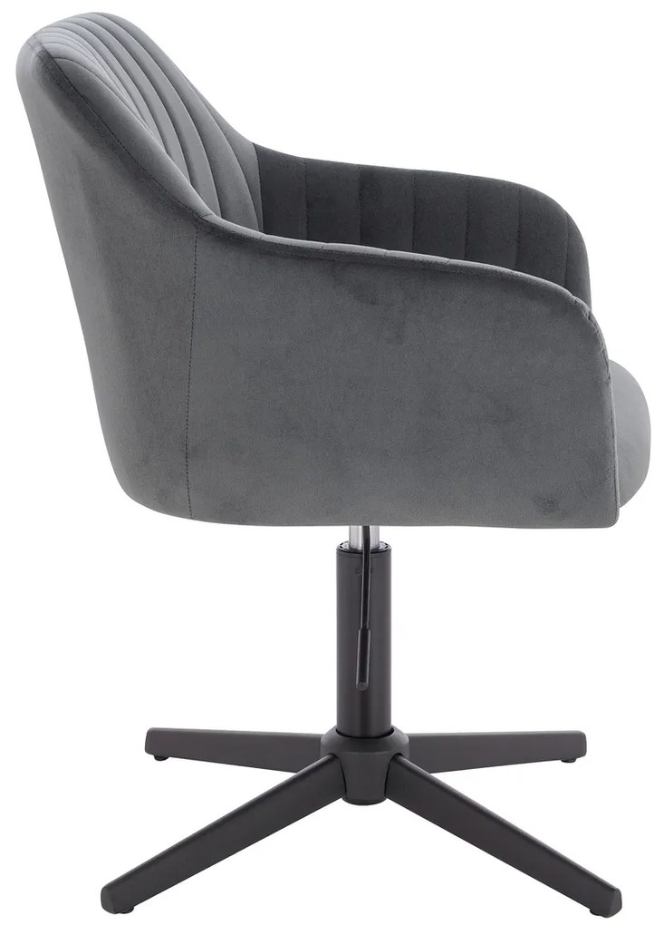 HR190CROSS Scaun Grafit din Catifea cu Bază Neagră