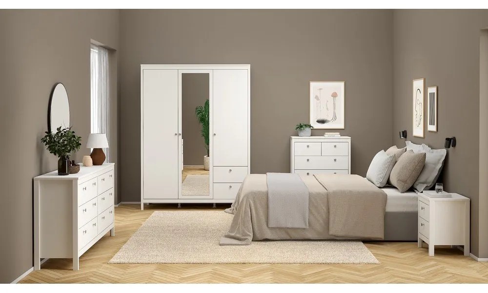 Șifonier alb cu oglindă 150x199x58 cm Madrid – Tvilum