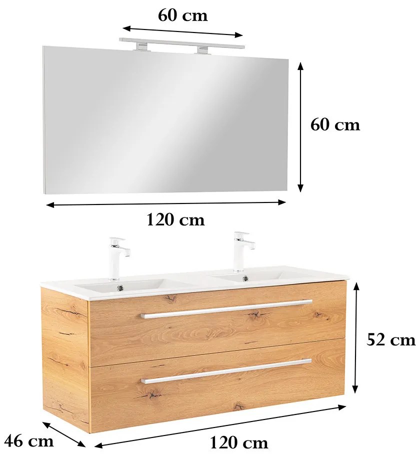 Mobilier complet de baie Vario Clam 120 stejar-stejar