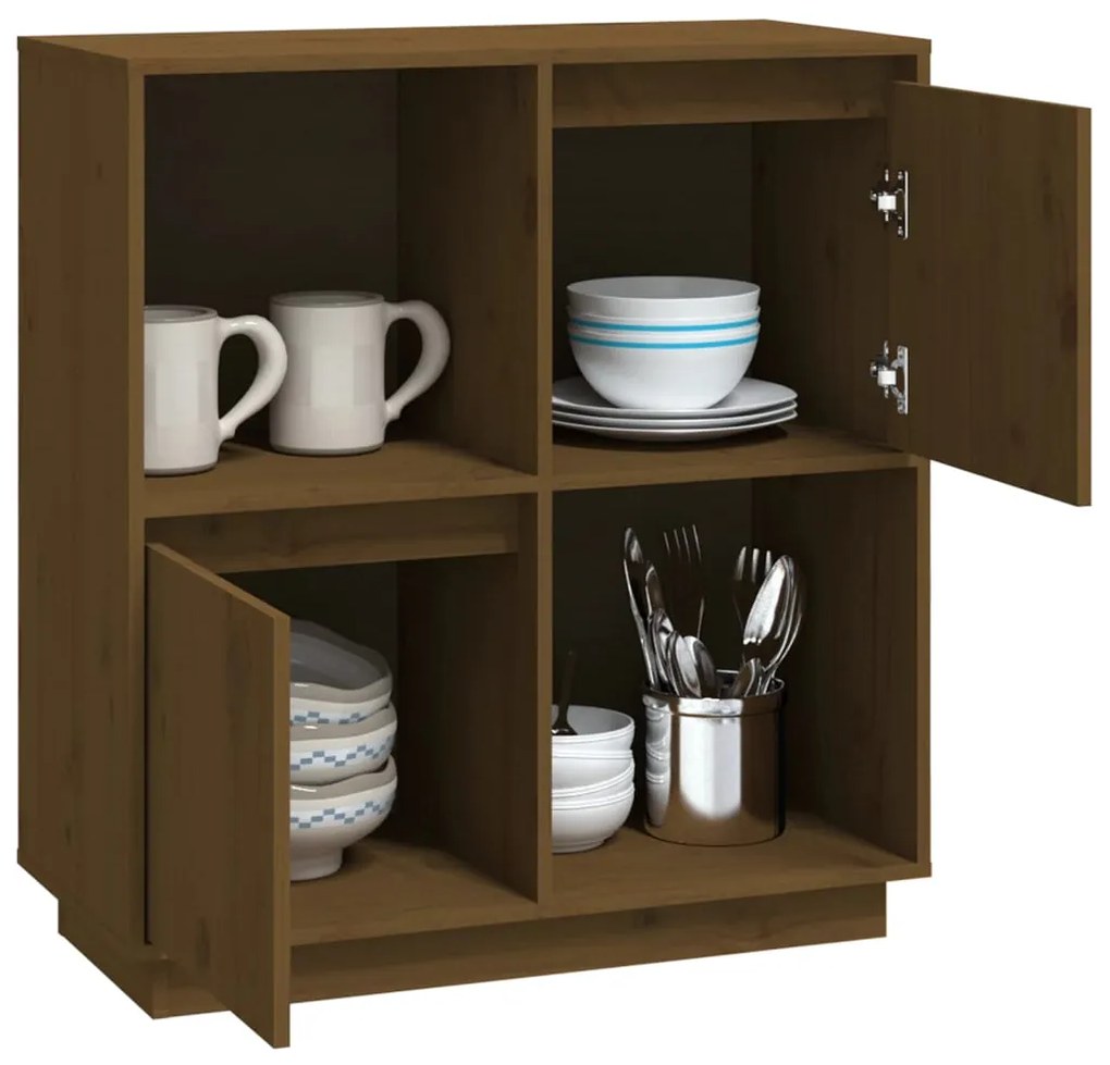 Servanta, maro miere, 74x35x80 cm, lemn masiv de pin 1, maro miere