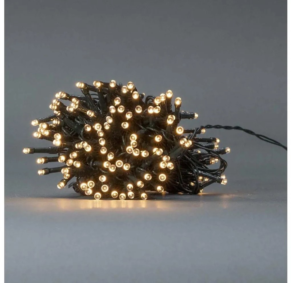 Nedis CLBO192 - LED șir Crăciun 192 LED/7 funcții/3xAA 14,9m IP44 alb cald