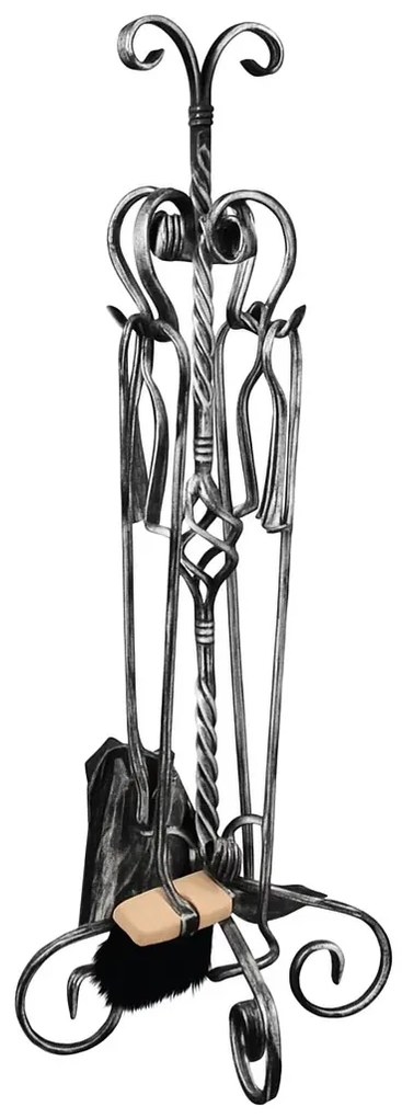 Set ustensile pentru curatare semineu sau soba din fier forjat, 71 cm , Jar